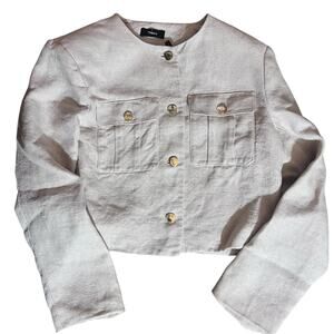 Theory Basket Weave Linen Cropped Jacket – Size 8 - Retail $425